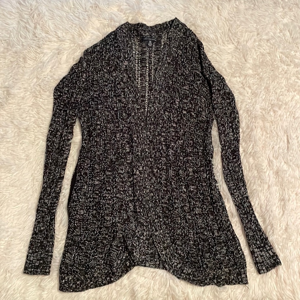 Black marbled long cardigan